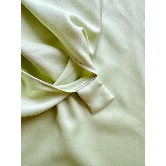 BROOKS BROTHERS Lime Green Satin Draped Cowl Neck Short Sleeve Blouse, Size 8 - Picture 8 of 11